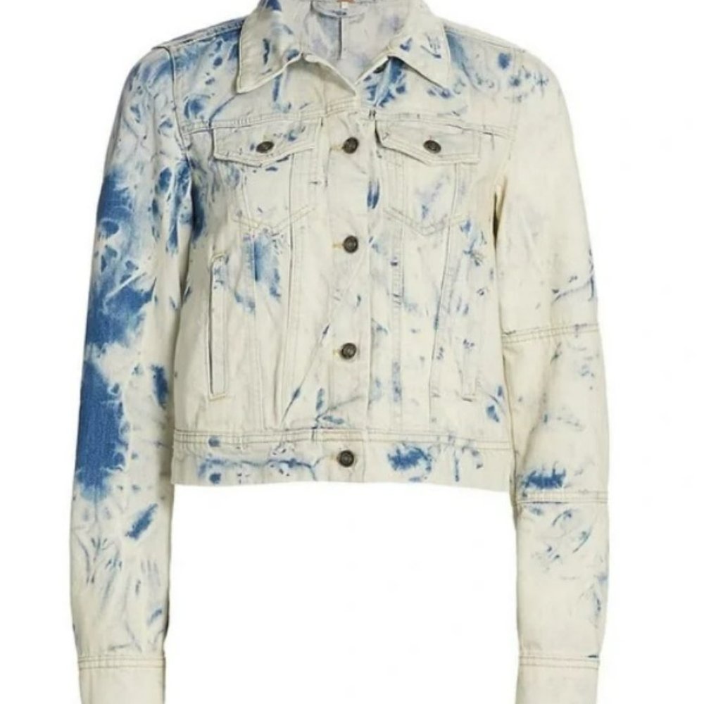 NWT Free People Women's Rumors Denim Jacket (M) Blue Combo